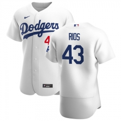 Men Los Angeles Dodgers 43 Edwin Rios Men Nike White Home 2020 Flex Base Player MLB Jersey