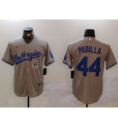 Men Los Angeles Dodgers 44 Vicente Padilla Grey Cool Base Stitched Baseball Jersey 2