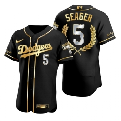 Men Los Angeles Dodgers 5 Corey Seager Gray 2020 World Series Champions MVP Jersey