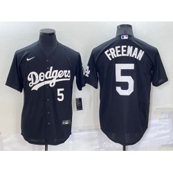 Men Los Angeles Dodgers 5 Freddie Freeman Black Cool Base Stitched Baseball Jersey