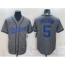 Men Los Angeles Dodgers 5 Freddie Freeman Grey Cool Base Stitched Jersey