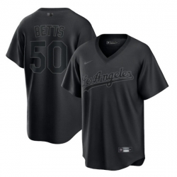 Men Los Angeles Dodgers 50 Mookie Betts Black Pitch Black Fashion Replica Stitched Jersey