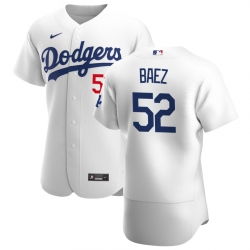 Men Los Angeles Dodgers 52 Pedro Baez Men Nike White Home 2020 Flex Base Player MLB Jersey