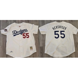 Men Los Angeles Dodgers 55 Orel Hershiser White 1988 World Series Cool Base Stitched Baseball Jersey