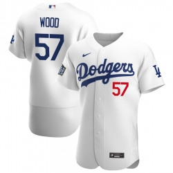 Men Los Angeles Dodgers 57 Alex Wood Men Nike White Home 2020 World Series Bound Flex Base Player MLB Jersey