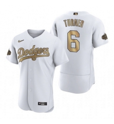 Men Los Angeles Dodgers 6 Trea Turner 2022 All Star White Flex Base Stitched Baseball Jersey