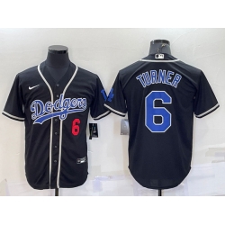 Men Los Angeles Dodgers 6 Trea Turner Black Cool Base Stitched Baseball Jersey