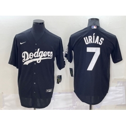 Men Los Angeles Dodgers 7 Julio Urias Black Cool Base Stitched Jerseyy