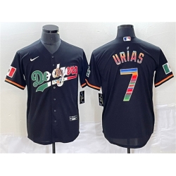 Men Los Angeles Dodgers 7 Julio Urias Black Mexico Cool Base Stitched JerseyS