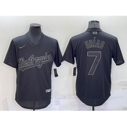 Men Los Angeles Dodgers 7 Julio Urias Black Pitch Black Fashion Replica Stitched Jersey