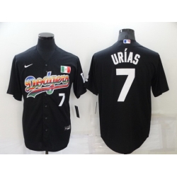 Men Los Angeles Dodgers 7 Julio Urias Black Stitched Baseball jersey