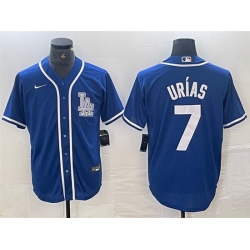 Men Los Angeles Dodgers 7 Julio Urias Blue Cool Base Stitched Baseball Jersey 3