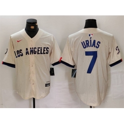 Men Los Angeles Dodgers 7 Julio Urias Cream Stitched Baseball Jersey