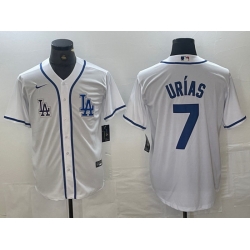 Men Los Angeles Dodgers 7 Julio Urias White Cool Base Stitched Baseball Jersey 2