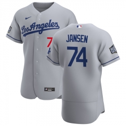 Men Los Angeles Dodgers 74 Kenley Jansen Men Nike Gray Road 2020 World Series Bound Flex Base Team MLB Jersey