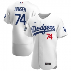 Men Los Angeles Dodgers 74 Kenley Jansen Men Nike White Home 2020 World Series Bound Flex Base Player MLB Jersey