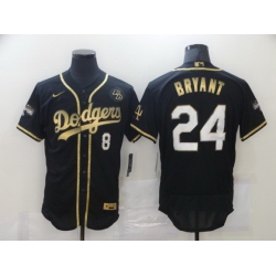 Men Los Angeles Dodgers 8 24 Kobe Bryant Black Gold Stitched MLB Flex Base Nike Jersey