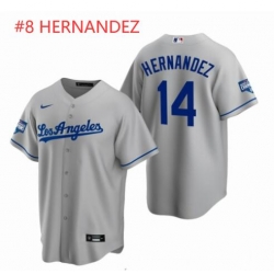 Men Los Angeles Dodgers 8 Enrique Hernandez Gray 2020 World Series Champions Road Replica Jersey