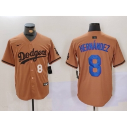 Men Los Angeles Dodgers 8 Kike Hernandez Brown Cool Base Stitched Baseball Jersey