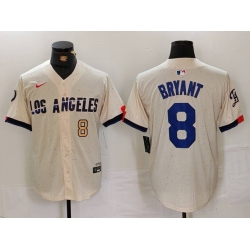 Men Los Angeles Dodgers 8 Kobe Bryant Cream Stitched Baseball Jersey 2