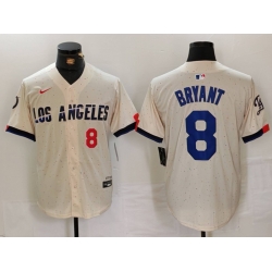 Men Los Angeles Dodgers 8 Kobe Bryant Cream Stitched Baseball Jersey 5