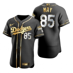 Men Los Angeles Dodgers 85 Dustin May Black 2020 World Series Champions Gold Edition Jersey