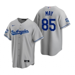 Men Los Angeles Dodgers 85 Dustin May Gray 2020 World Series Champions Road Replica Jersey