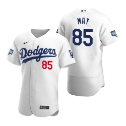 Men Los Angeles Dodgers 85 Dustin May White 2020 World Series Champions Flex Base Jersey