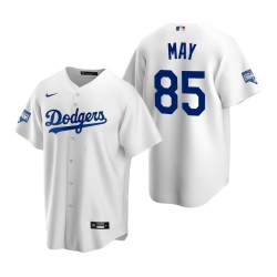 Men Los Angeles Dodgers 85 Dustin May White 2020 World Series Champions Replica Jersey