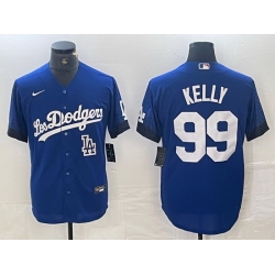 Men Los Angeles Dodgers 99 Joe Kelly Blue City Connect Cool Base Stitched Baseball Jersey