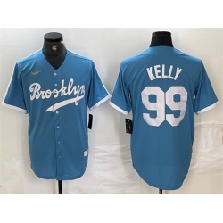 Men Los Angeles Dodgers 99 Joe Kelly Light Blue Throwback Cool Base Stitched Baseball Jersey