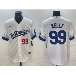 Men Los Angeles Dodgers 99 Joe Kelly White City Connect Cool Base Stitched Baseball Jersey 2