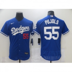 Men Los Angeles Dodgers Albert Pujols 55 Blue Nike Road Flex Base Authentic Collection Baseball Jersey