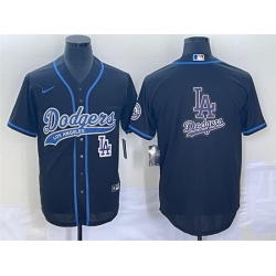 Men Los Angeles Dodgers Black Team Big Logo With Patch Cool Base Stitched Baseball Jerseys