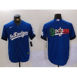 Men Los Angeles Dodgers Blue Team Big Logo City Connect Cool Base Stitched Baseball Jersey6