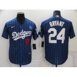 Men Los Angeles Dodgers Front 8 Back 24 Kobe Bryant Navy With KB Patch Cool Base Stitched jersey