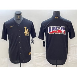 Men Los Angeles Dodgers Team Big Logo Black Cool Base Stitched Baseball Jersey 5