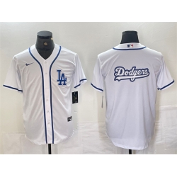 Men Los Angeles Dodgers Team Big Logo White Cool Base Stitched Baseball Jersey 1