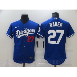 Men Los Angeles Dodgers Trevor Bauer 27 Royal Authentic Jersey