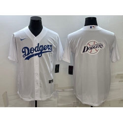 Men Los Angeles Dodgers White Team Big Logo Cool Base Stitched Baseball Jersey