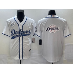 Men Los Angeles Dodgers White Team Big Logo Cool Base Stitched Baseball Jersey