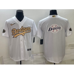 Men Los Angeles Dodgers White Team Big Logo Cool Base Stitched Baseball Jerseys