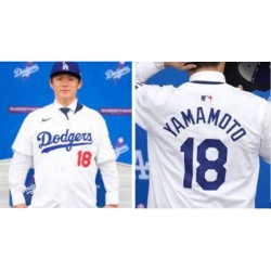 Men Los Angeles Dodgers Yoshinobu Yamamoto #18 White Flex base Stitched MLB jersey