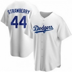 Men Nike Los Angeles Dodgers Darryl Strawberry #44 White Cool Base Stitched MLB Jersey