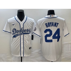 Men's Los Angeles Dodgers #24 Kobe Bryant White With Patch Cool Base Stitched Baseball Jersey