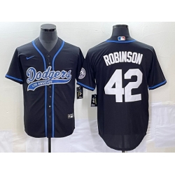 Men's Los Angeles Dodgers #42 Jackie Robinson Black With Patch Cool Base Stitched Baseball Jersey