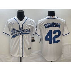 Men's Los Angeles Dodgers #42 Jackie Robinson White With Patch Cool Base Stitched Baseball Jersey