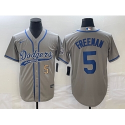 Men's Los Angeles Dodgers #5 Freddie Freeman Number Grey Cool Base Stitched Baseball Jersey