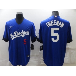 Men's Los Angeles Dodgers #5 Freddie Freeman Royal City Connect Flex Base Stitched Jersey