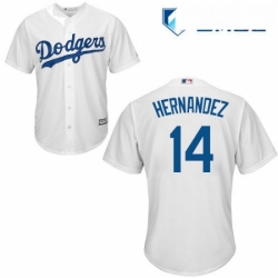 Mens Majestic Los Angeles Dodgers 14 Enrique Hernandez Replica White Home Cool Base MLB Jersey